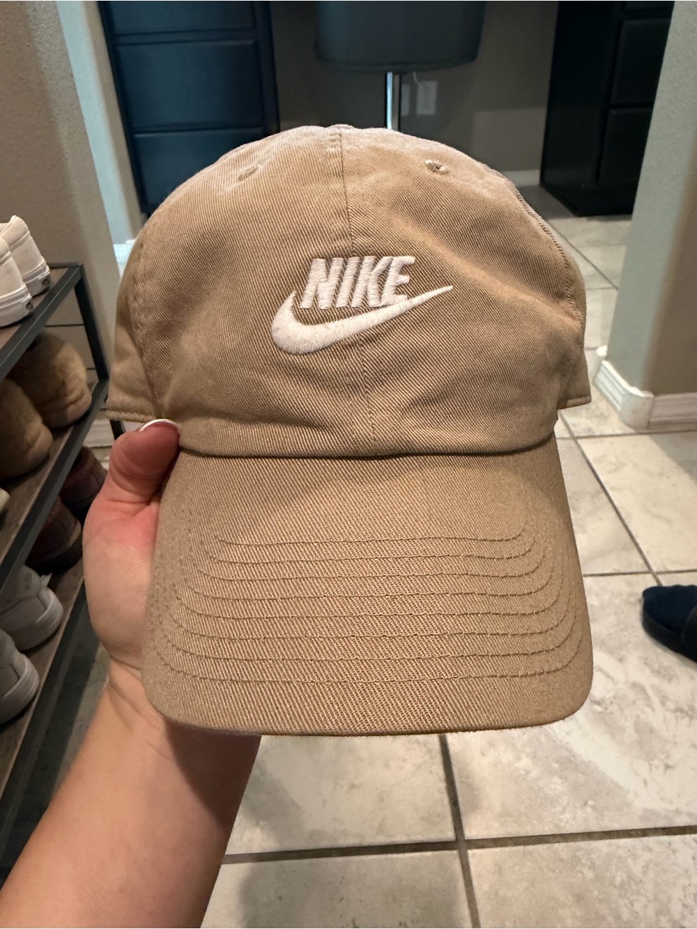 Nike Tan Twill Baseball Cap with White Embroidered Logo